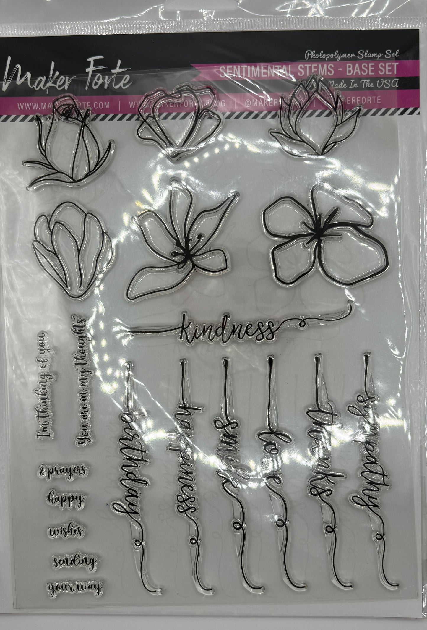 Sentimental Stems Base Photopolymer Stamp Set 6x8 | Floral Sentiment Stem Card Making Stamps