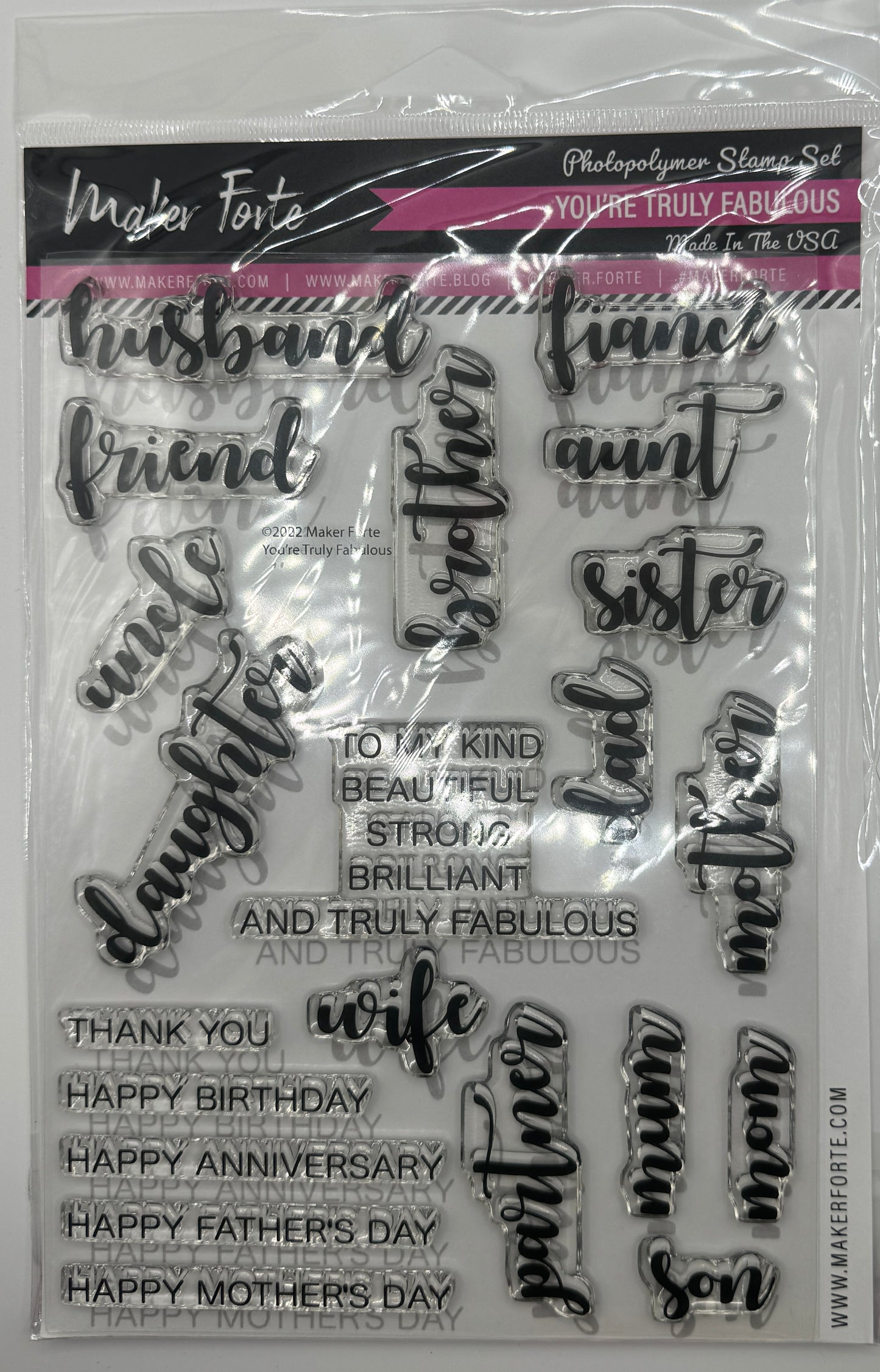 You're Truly Fabulous 6x8 Stamp Set | Family & Relationship Sentiment Stamps | Made in USA