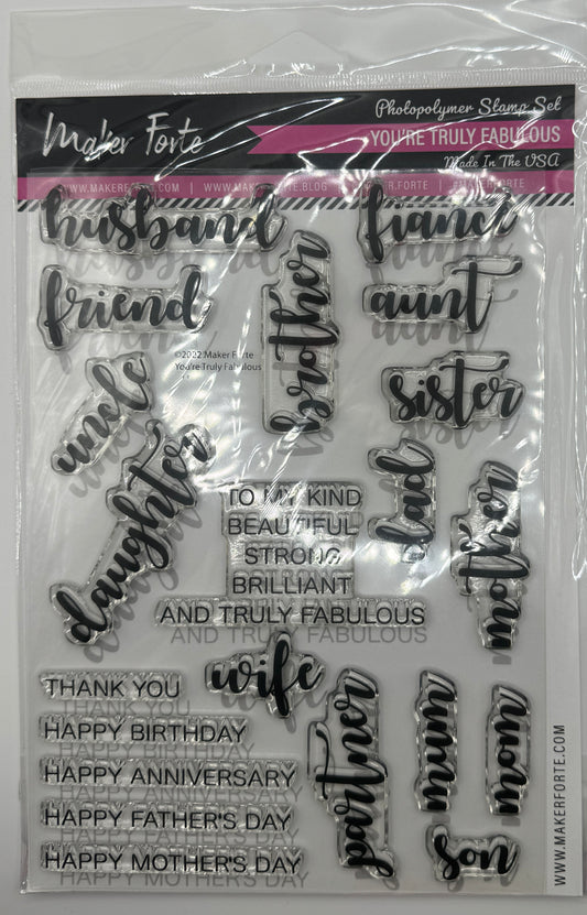 You're Truly Fabulous 6x8 Stamp Set | Family & Relationship Sentiment Stamps | Made in USA