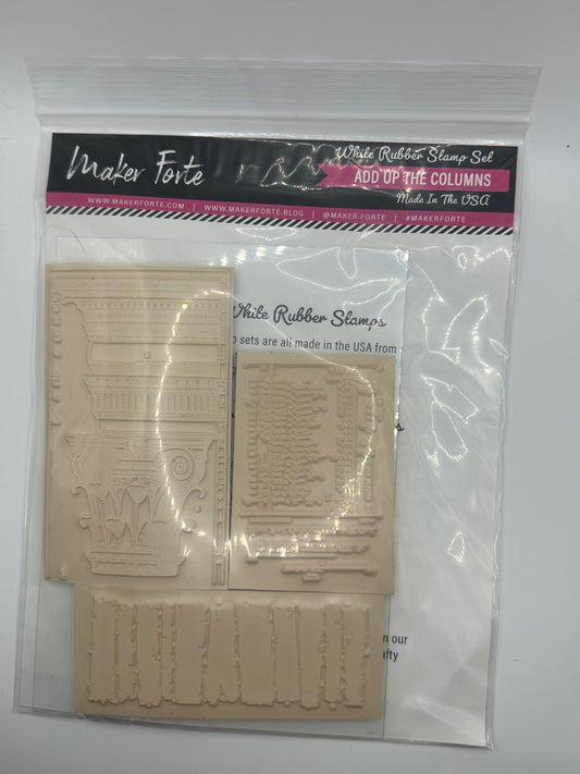 Add Up the Columns – 5x7 White Rubber Stamp Set | Vintage Ledger & Architectural Column Stamp Set | Made in the USA