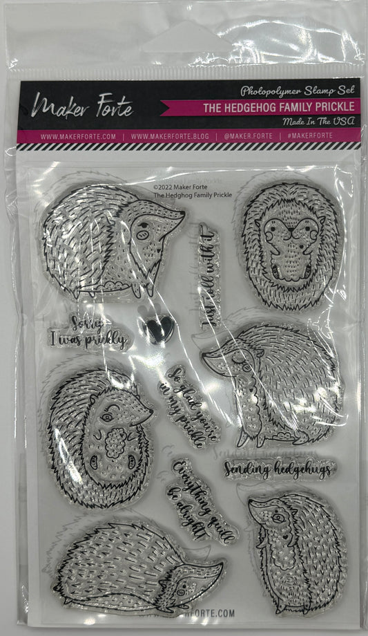 The Hedgehog Family Prickle 4x6 Stamp Set | Cute Hedgehog Stamps & Pun Sentiments | Made in USA
