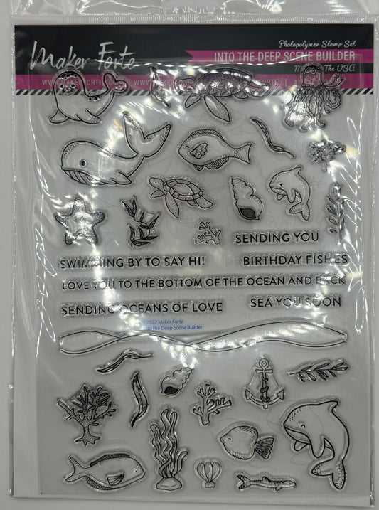 Into the Deep Scene Builder Photopolymer Stamp Set 6x8 | Ocean & Underwater Card Making Stamps