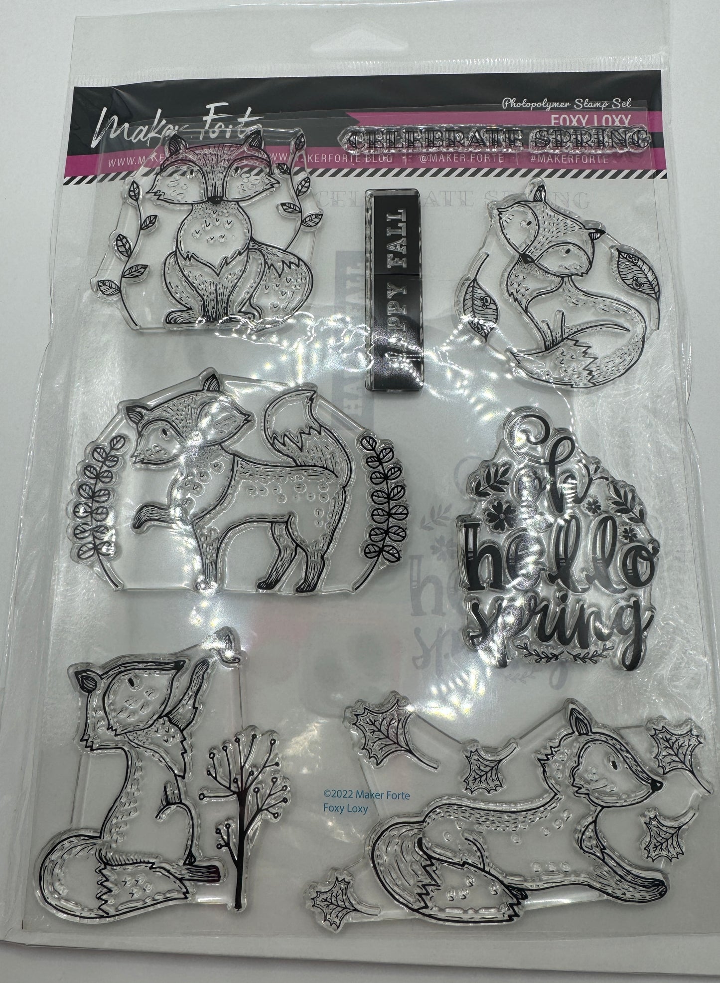 Foxy Loxy Stamp Set 6x8 Photopolymer | Cute Woodland Fox Stamps | Made in USA