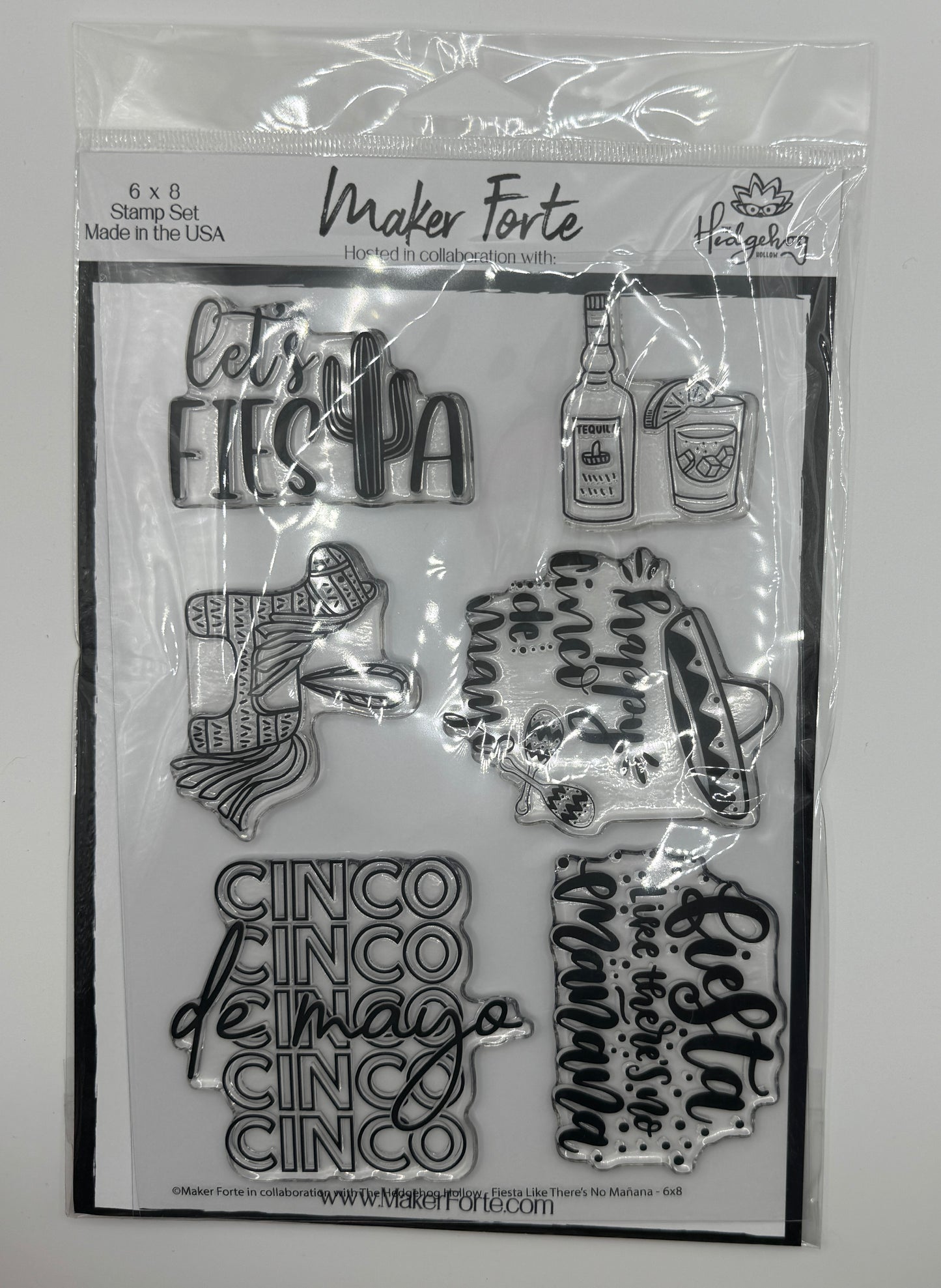 Fiesta Like There’s No Mañana Stamp Set 6x8 Photopolymer | Cinco de Mayo & Fiesta Theme | Made in USA