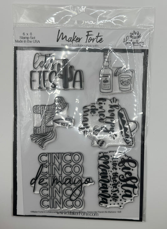 Fiesta Like There’s No Mañana Stamp Set 6x8 Photopolymer | Cinco de Mayo & Fiesta Theme | Made in USA