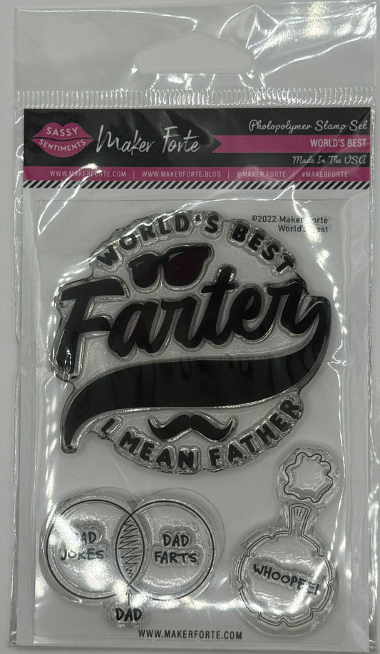World’s Best Farter Father – 3x4 Photopolymer Stamp Set | Funny Father’s Day Card Making Stamps | Made in the USA