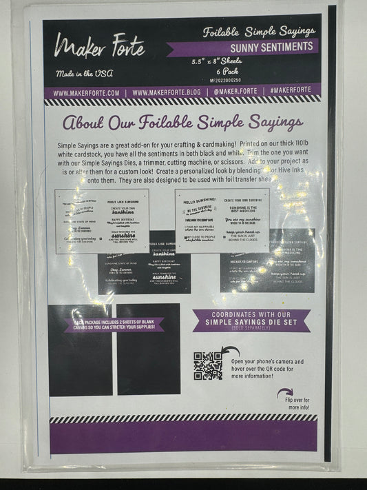 Sunny Sentiments Foilable Sayings 5.5x8"