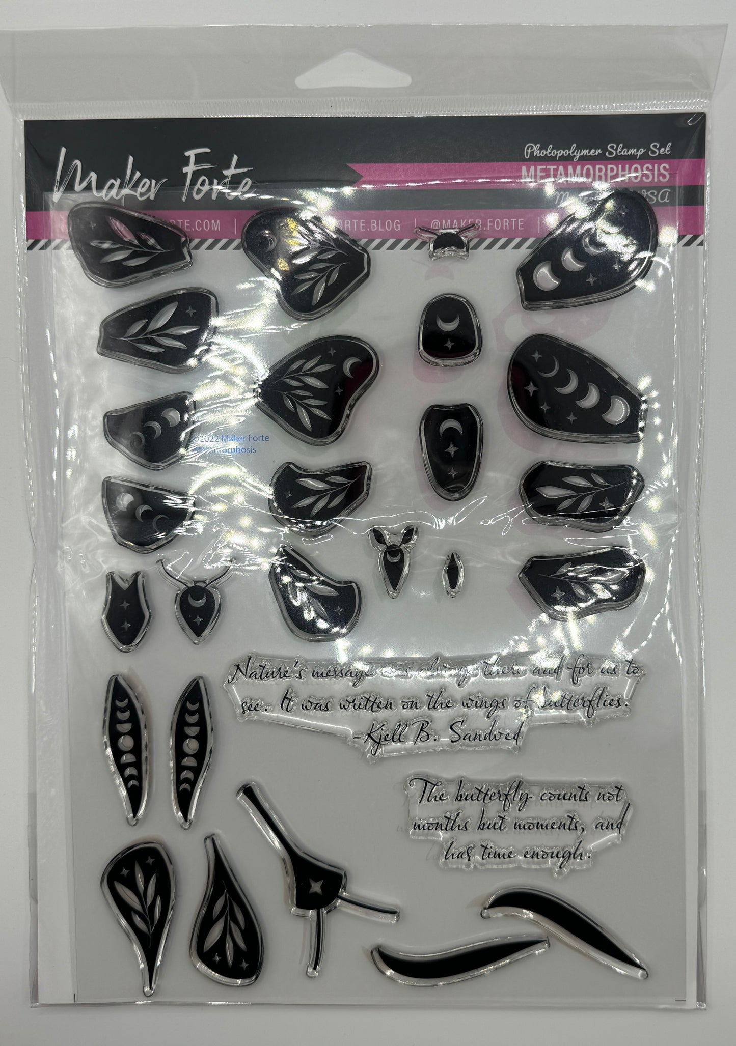 Metamorphosis 6x8 Stamp Set | Layered Butterfly Builder & Inspirational Quotes | Made in USA