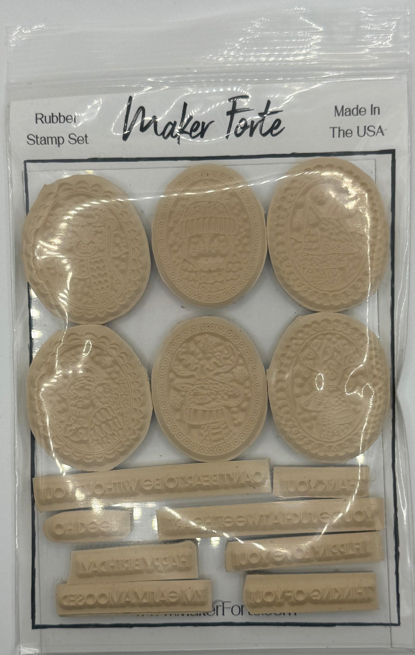 Winter Cameos 4x6 White Rubber Stamp Set – Vintage Oval Winter Characters – Deep Etched Made in USA