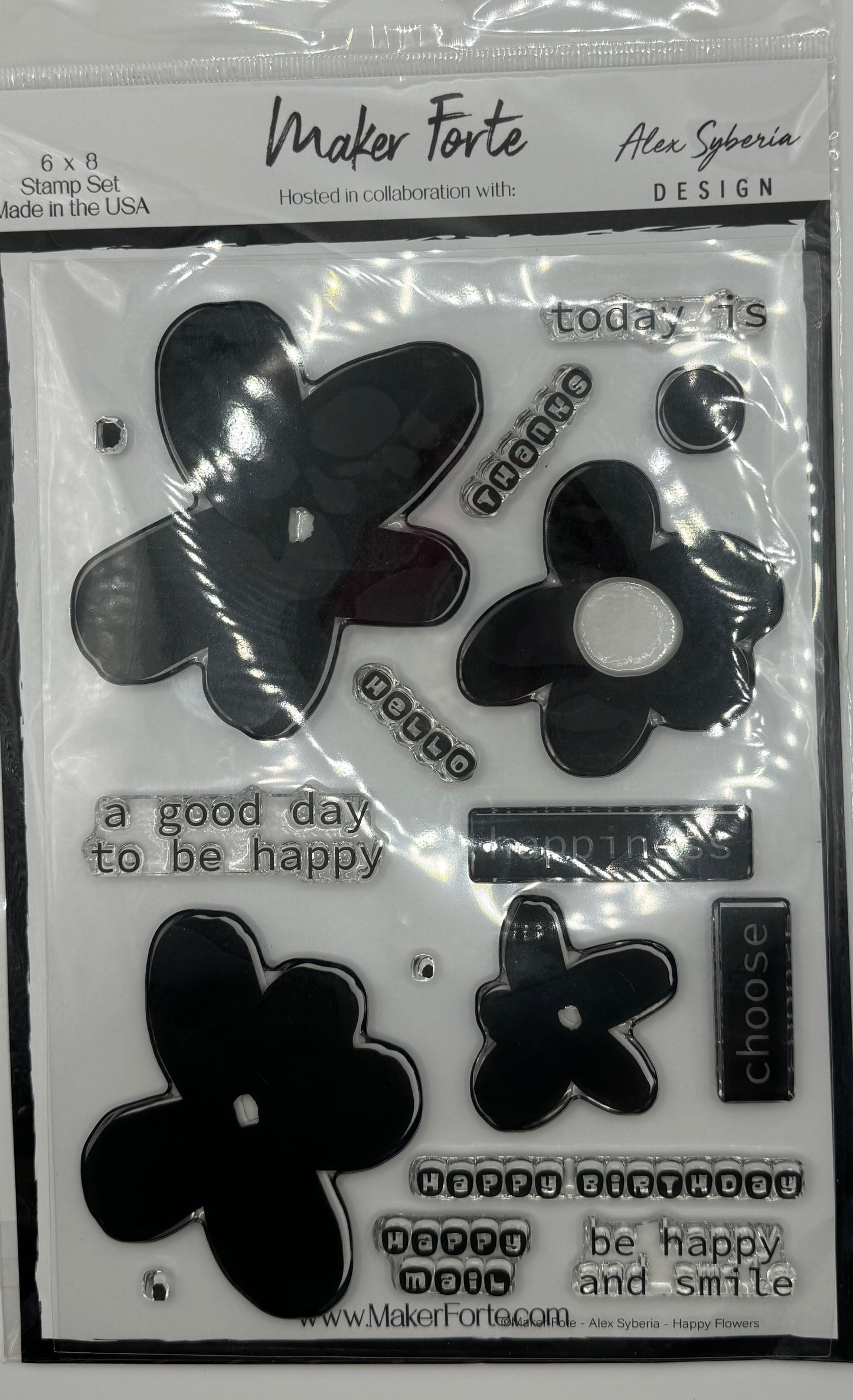 Happy Flowers Photopolymer Stamp Set 6x8 | Modern Floral Card Making Stamps