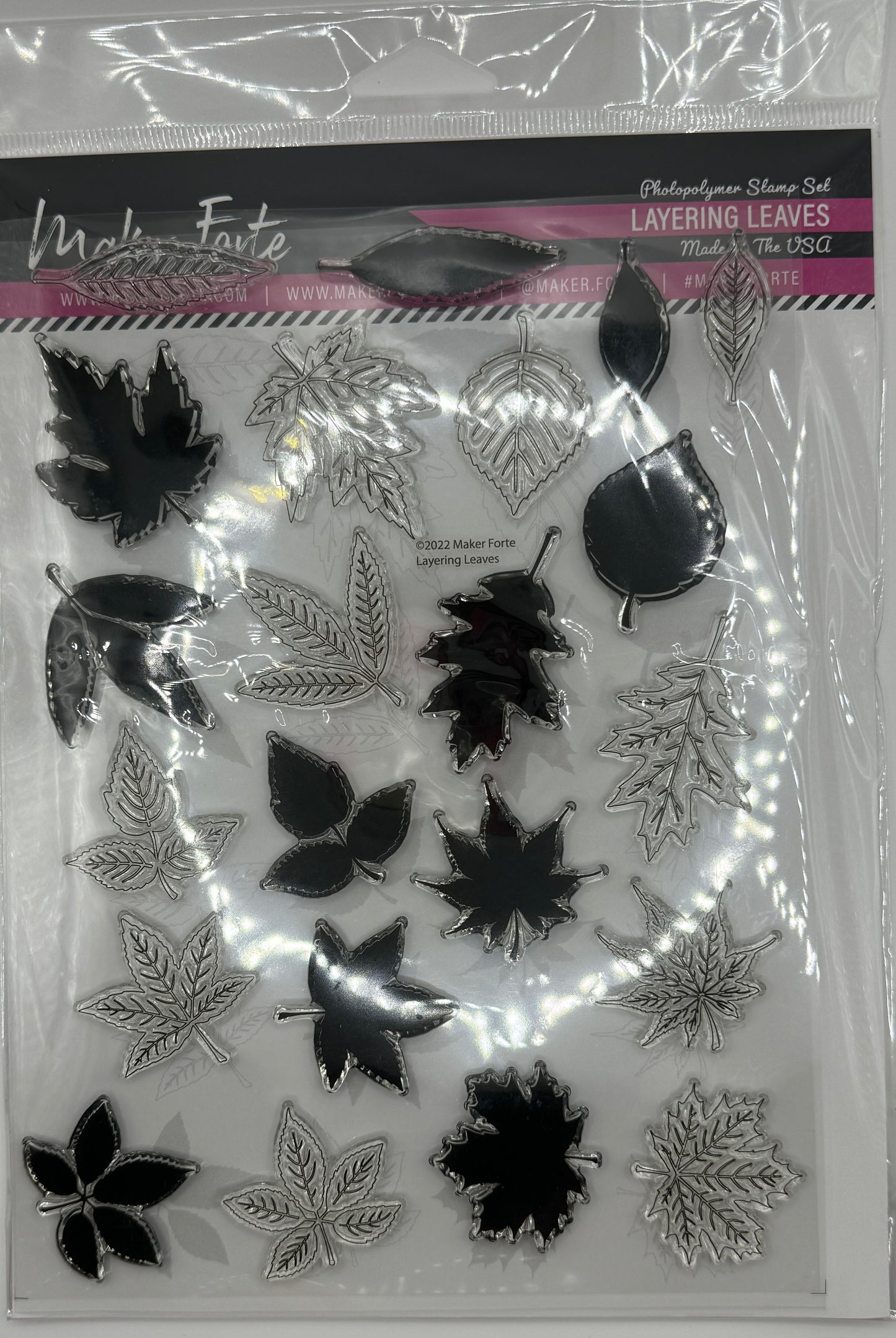 Layering Leaves Photopolymer Stamp Set 6x8 | Botanical Leaf Layering Stamps | Autumn & Nature Card Making