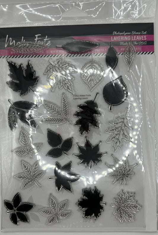 Layering Leaves Photopolymer Stamp Set 6x8 | Botanical Leaf Layering Stamps | Autumn & Nature Card Making