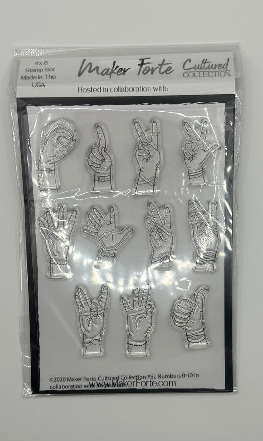 ASL Numbers Stamp Set 4x6 Photopolymer | American Sign Language 0–10 | Cultured Collection | Made in USA