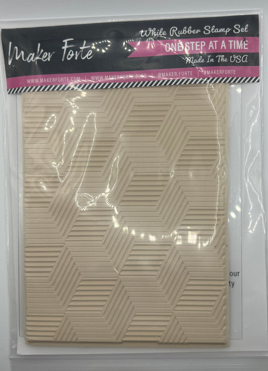 One Step at a Time 6x8 White Rubber Background Stamp – Geometric Chevron Pattern – Made in USA