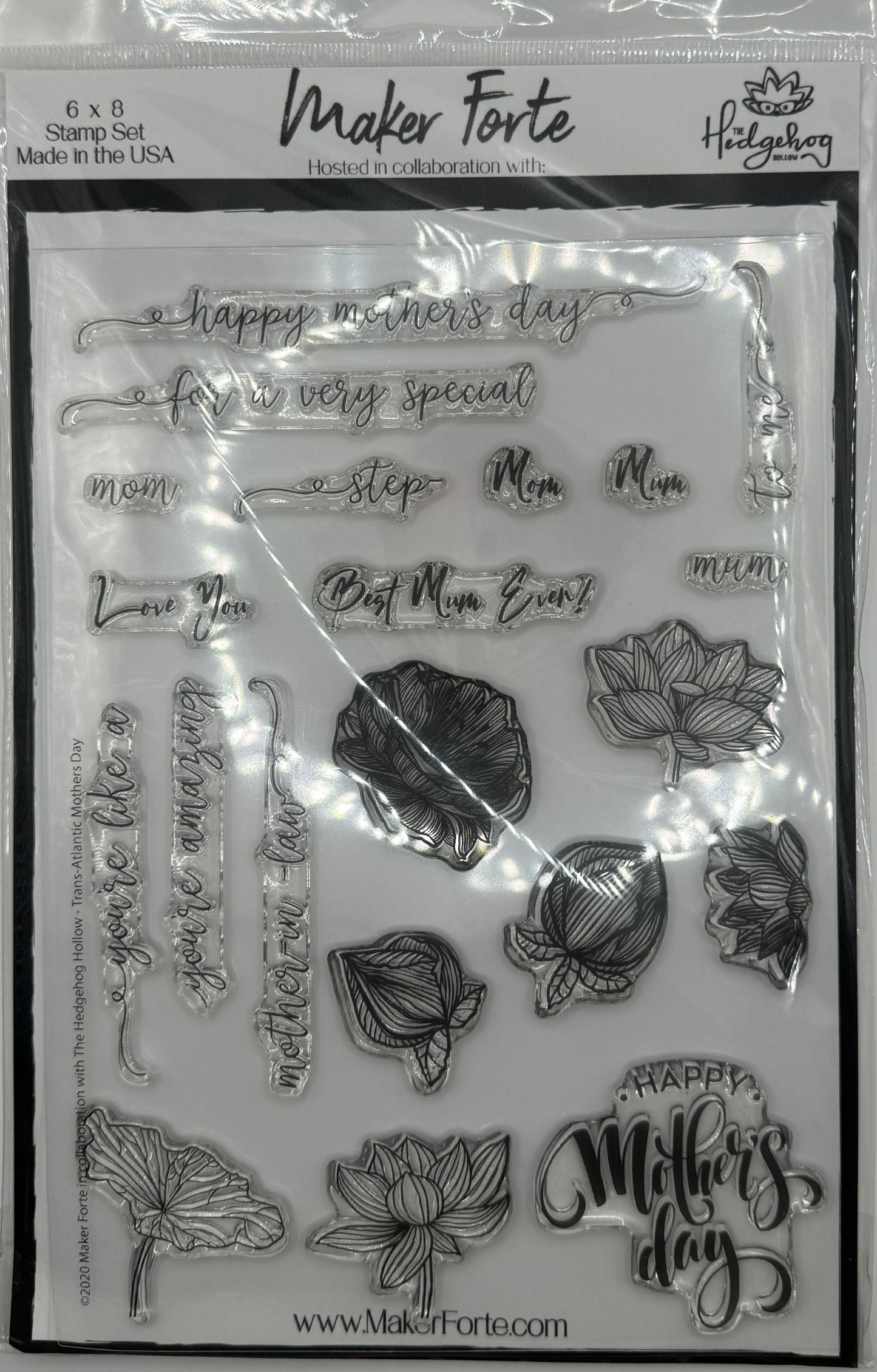 Transatlantic Mother’s Day Photopolymer Stamp Set 6x8 | Mom & Mum Sentiment Card Making Stamps