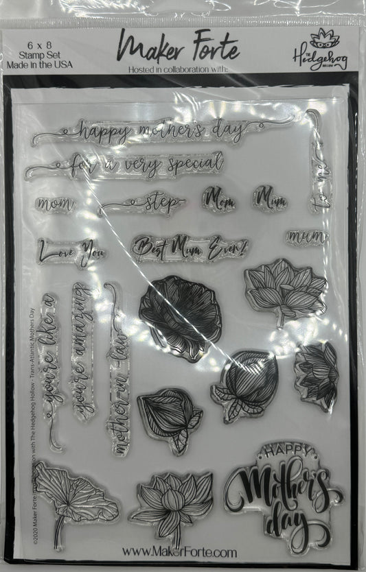 Transatlantic Mother’s Day Photopolymer Stamp Set 6x8 | Mom & Mum Sentiment Card Making Stamps