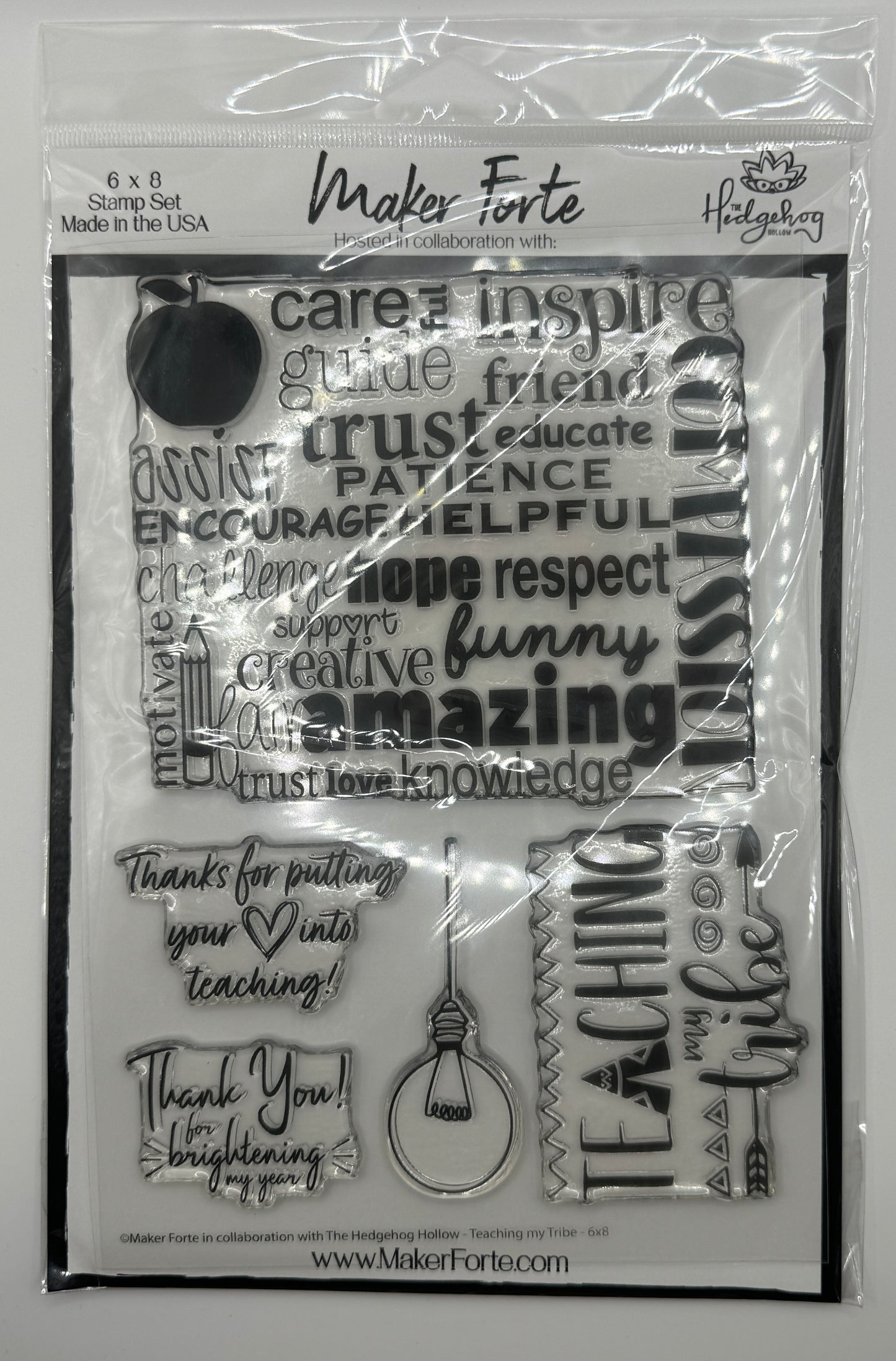 Teaching My Tribe 6x8 Stamp Set | Teacher Appreciation & Classroom Sentiment Stamps | Made in USA