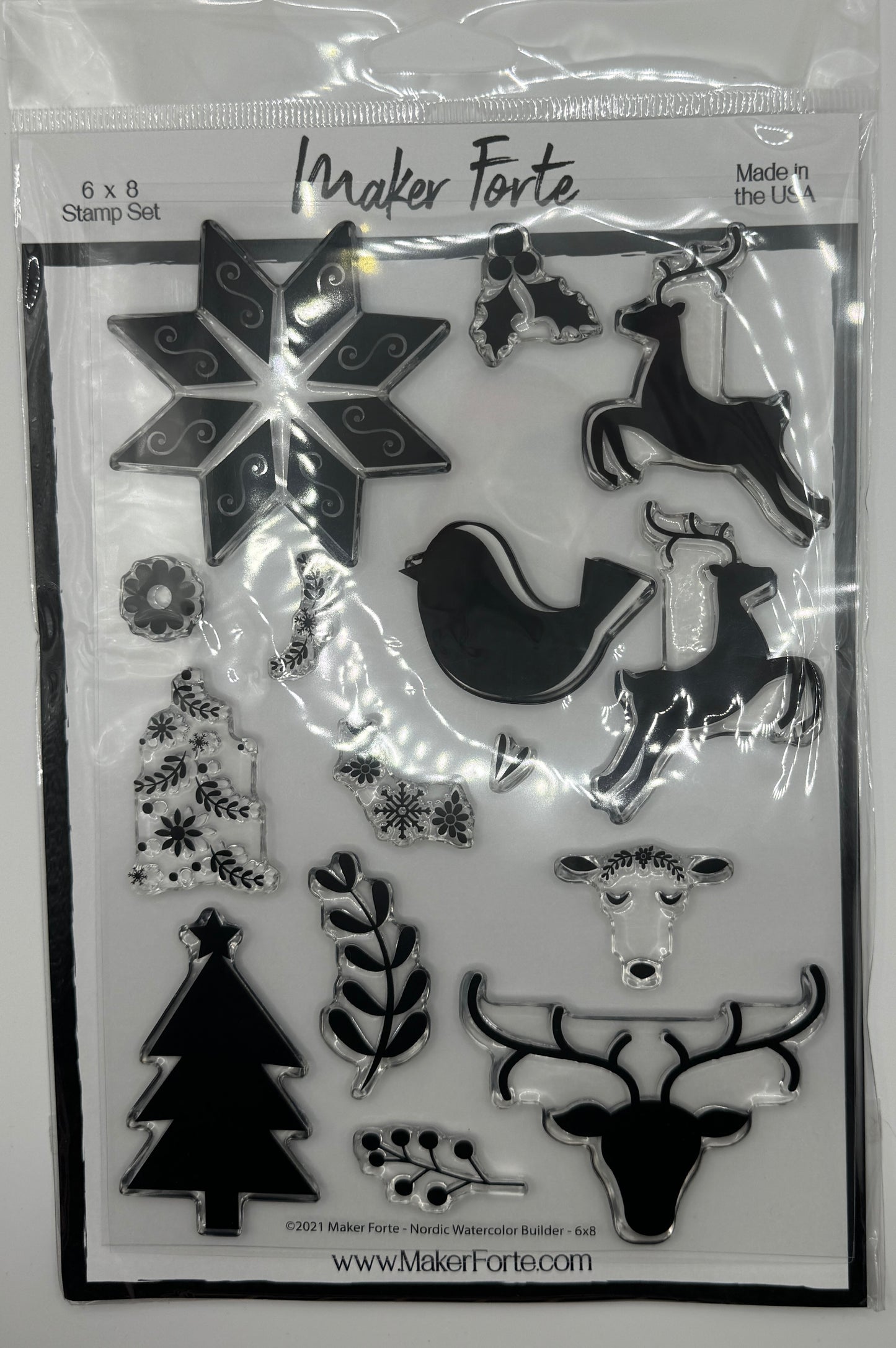 Nordic Christmas 6x8 Stamp Set | Scandinavian Holiday Silhouettes | Winter & Christmas Cardmaking | Made in USA