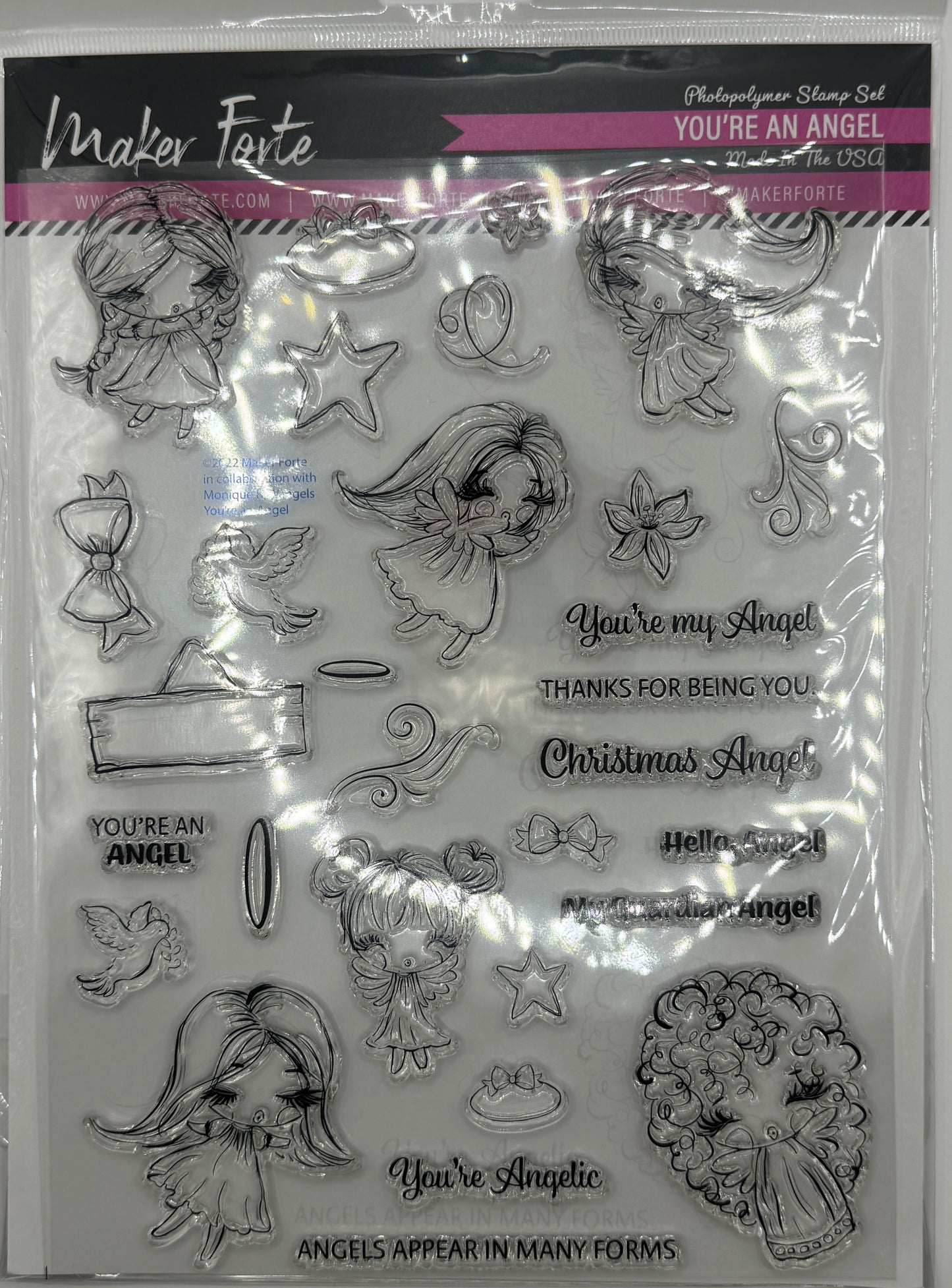 You're an Angel Photopolymer Stamp Set 6x8 | Cute Angel Characters & Sentiment Stamps