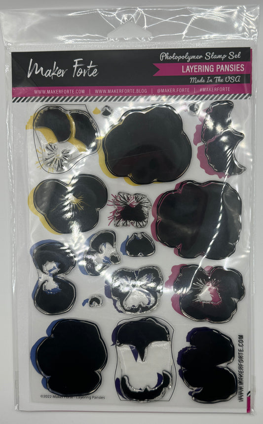 Layering Pansies 6x8 Stamp Set | Multi-Step Floral Builder | Made in USA
