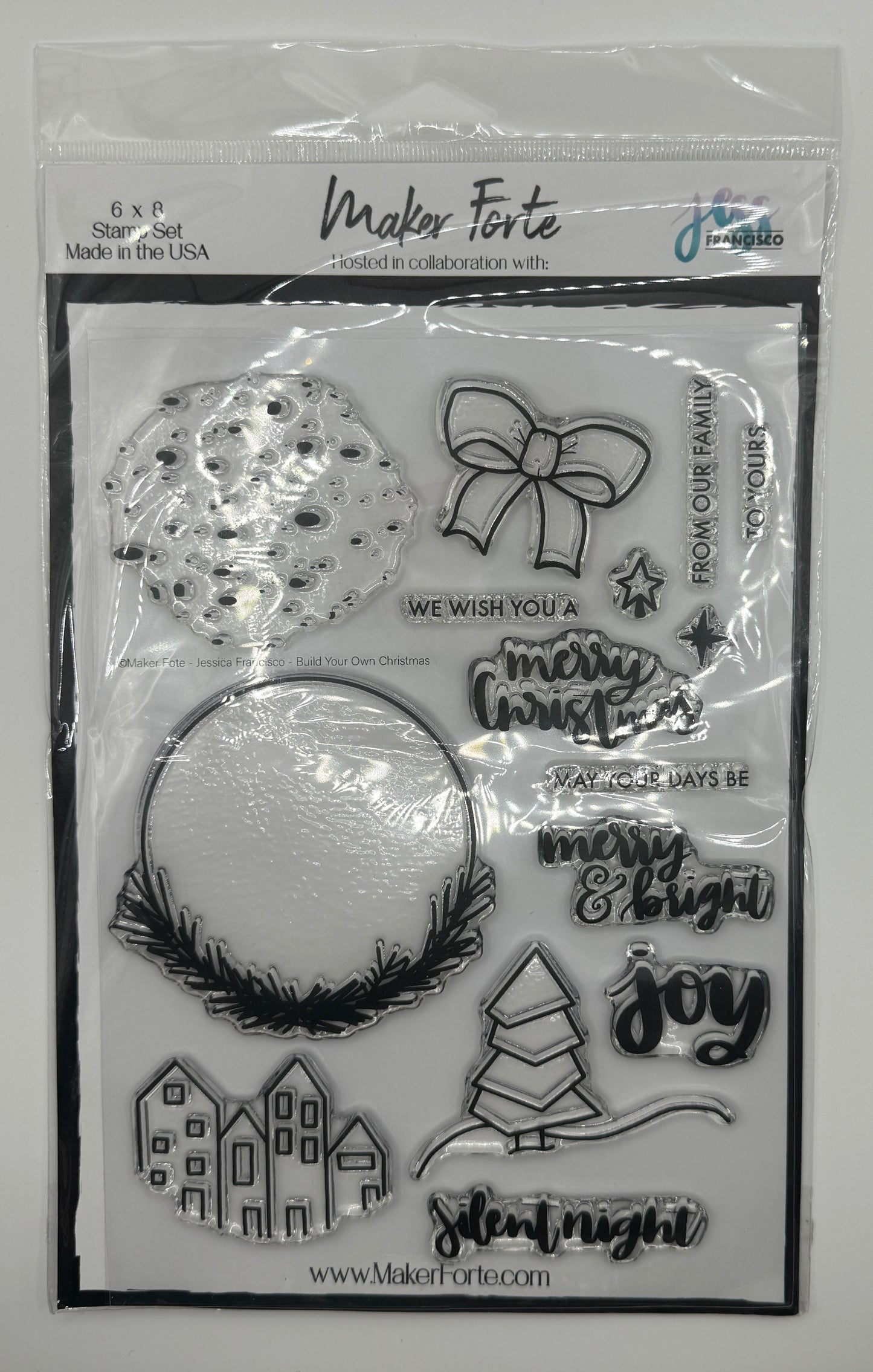 Build Your Own Christmas Stamp Set 6x8 Photopolymer | Holiday Scene Builder & Sentiments | Made in USA
