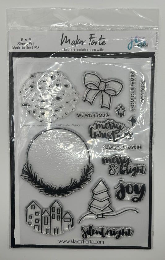 Build Your Own Christmas Stamp Set 6x8 Photopolymer | Holiday Scene Builder & Sentiments | Made in USA
