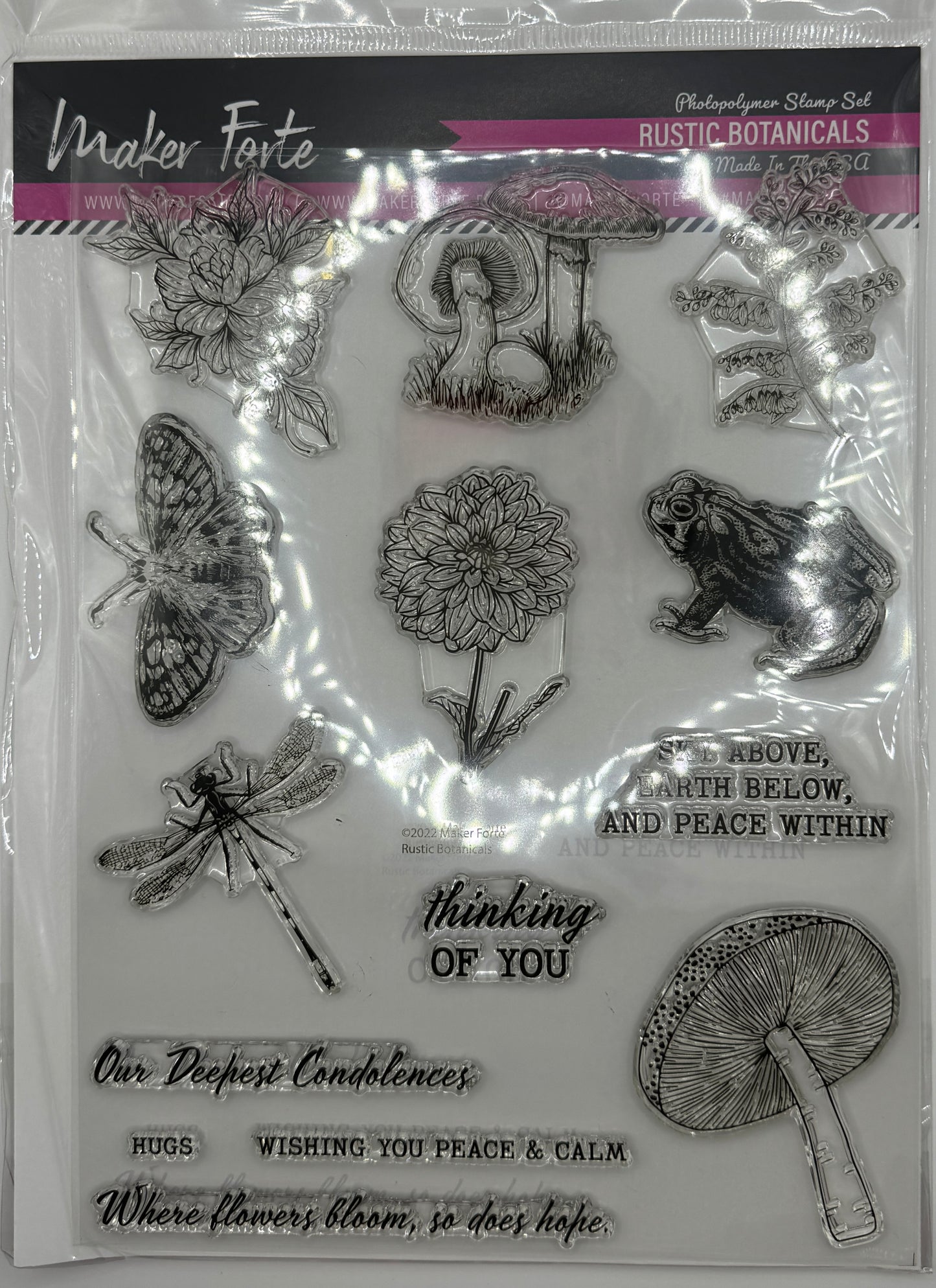 Rustic Botanicals Photopolymer Stamp Set 6x8 | Botanical Nature & Sympathy Card Making Stamps