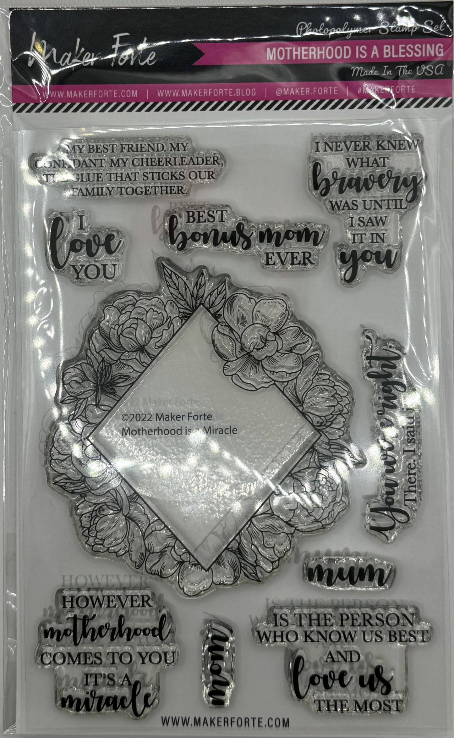 Motherhood Is a Blessing Photopolymer Stamp Set 4x6 | Mother’s Day & Mom Sentiment Card Making Stamps