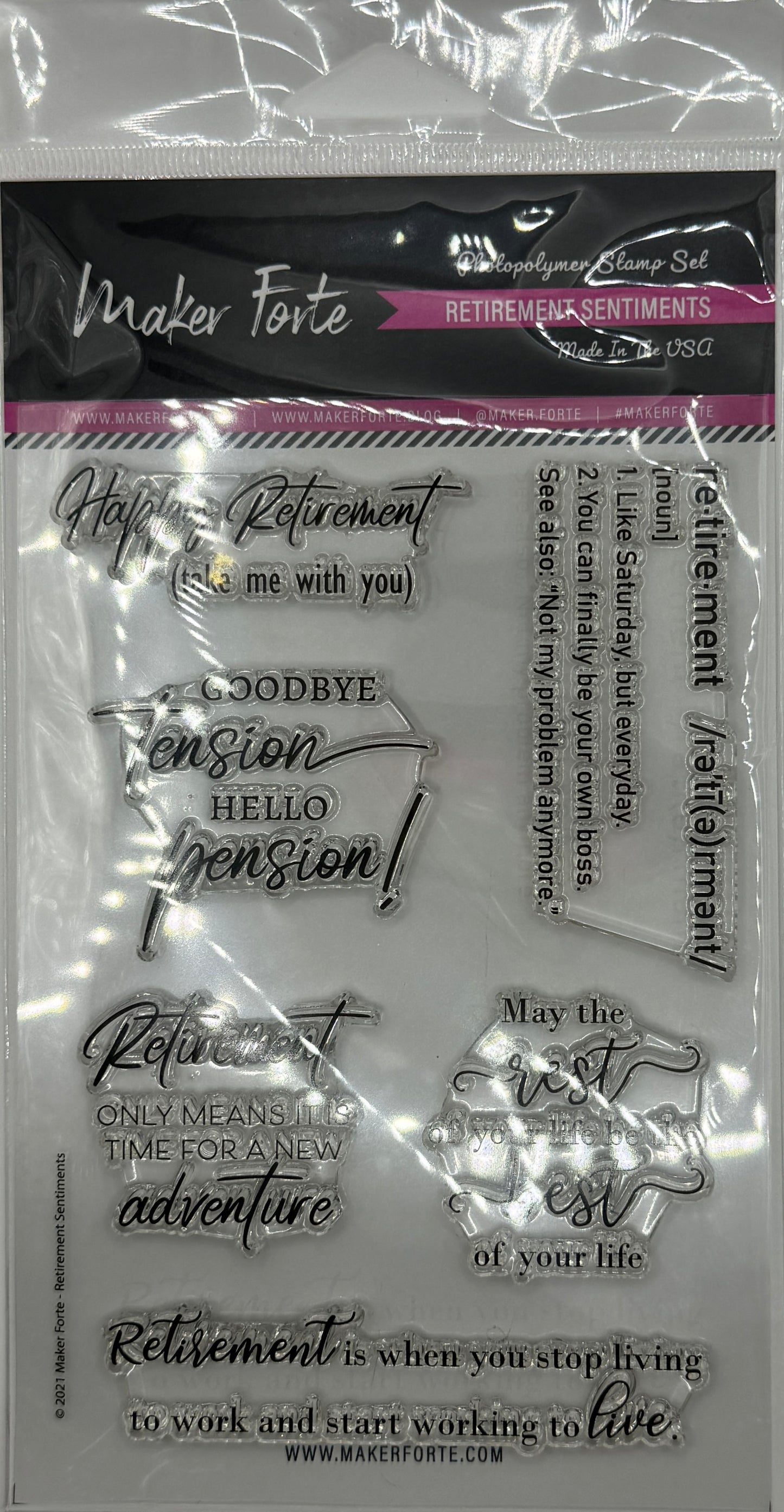 Retirement Sentiments Stamp Set 4x6 – Funny & Inspirational Retirement Stamps | Photopolymer | Made in USA