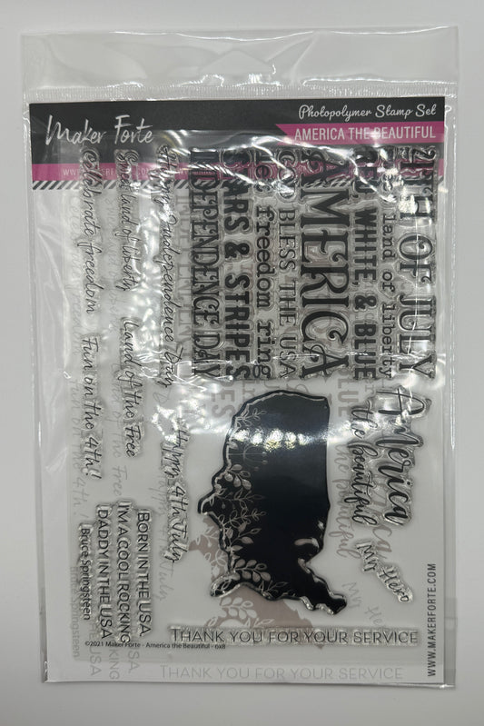 America the Beautiful Stamp Set 6x8 Photopolymer | Patriotic, USA & Military Sentiments | Made in USA