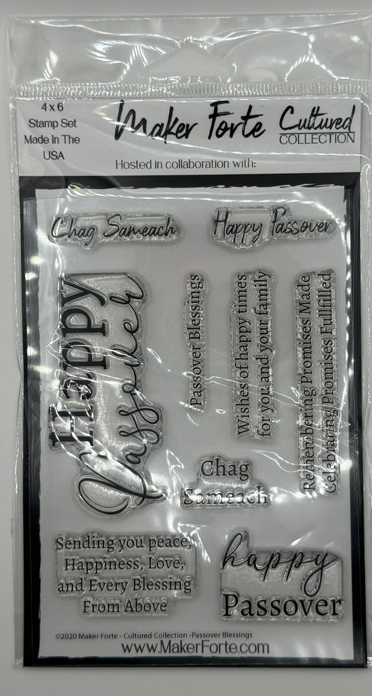 Passover Blessings 4x6 Clear Photopolymer Stamp Set – Chag Sameach & Happy Passover Card Making Stamps