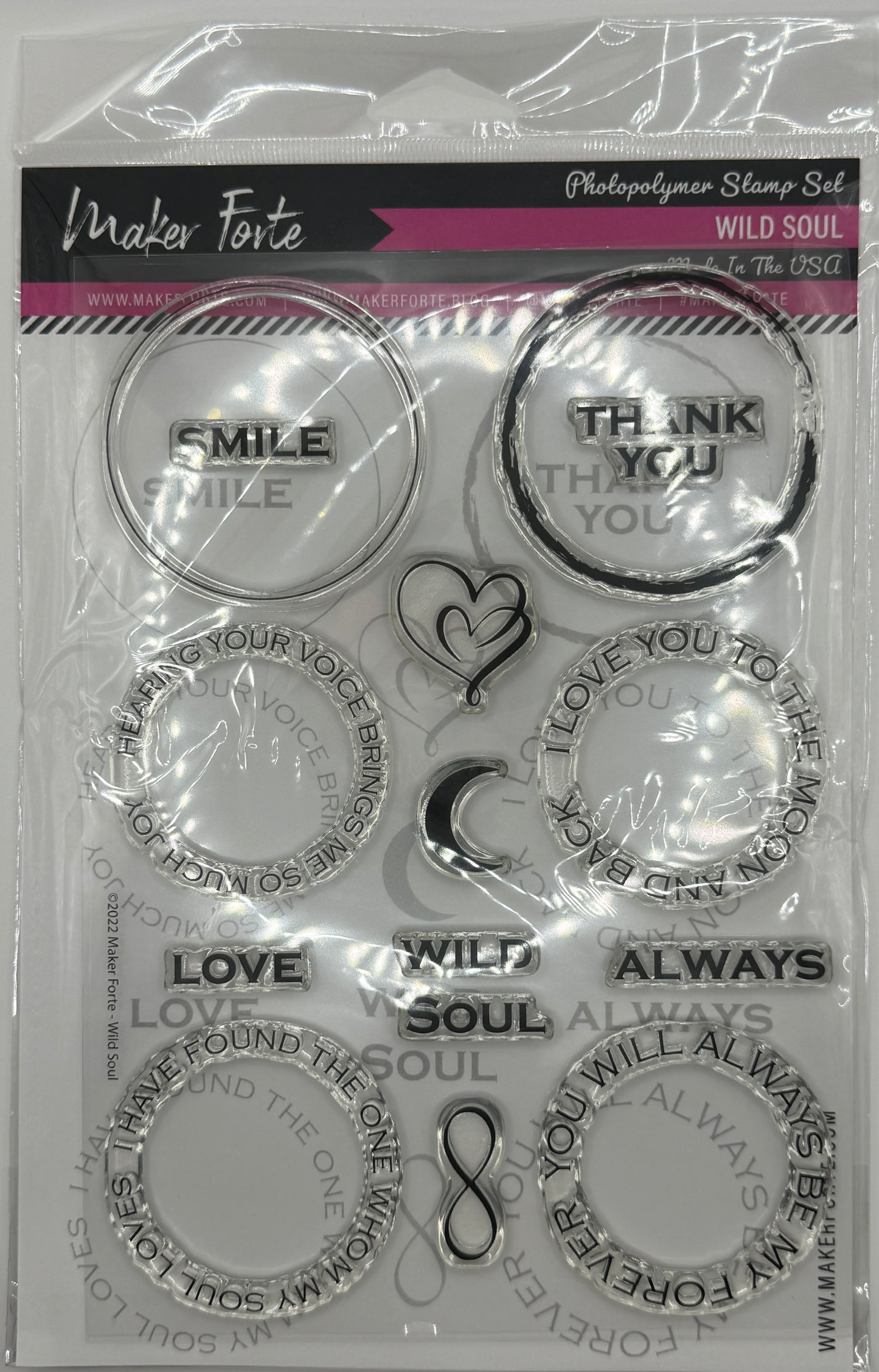 Wild Soul 6x8 Stamp Set | Circular Sentiment Frames & Modern Typography | Made in USA