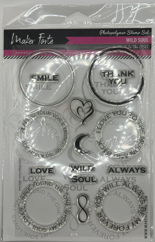 Wild Soul 6x8 Stamp Set | Circular Sentiment Frames & Modern Typography | Made in USA