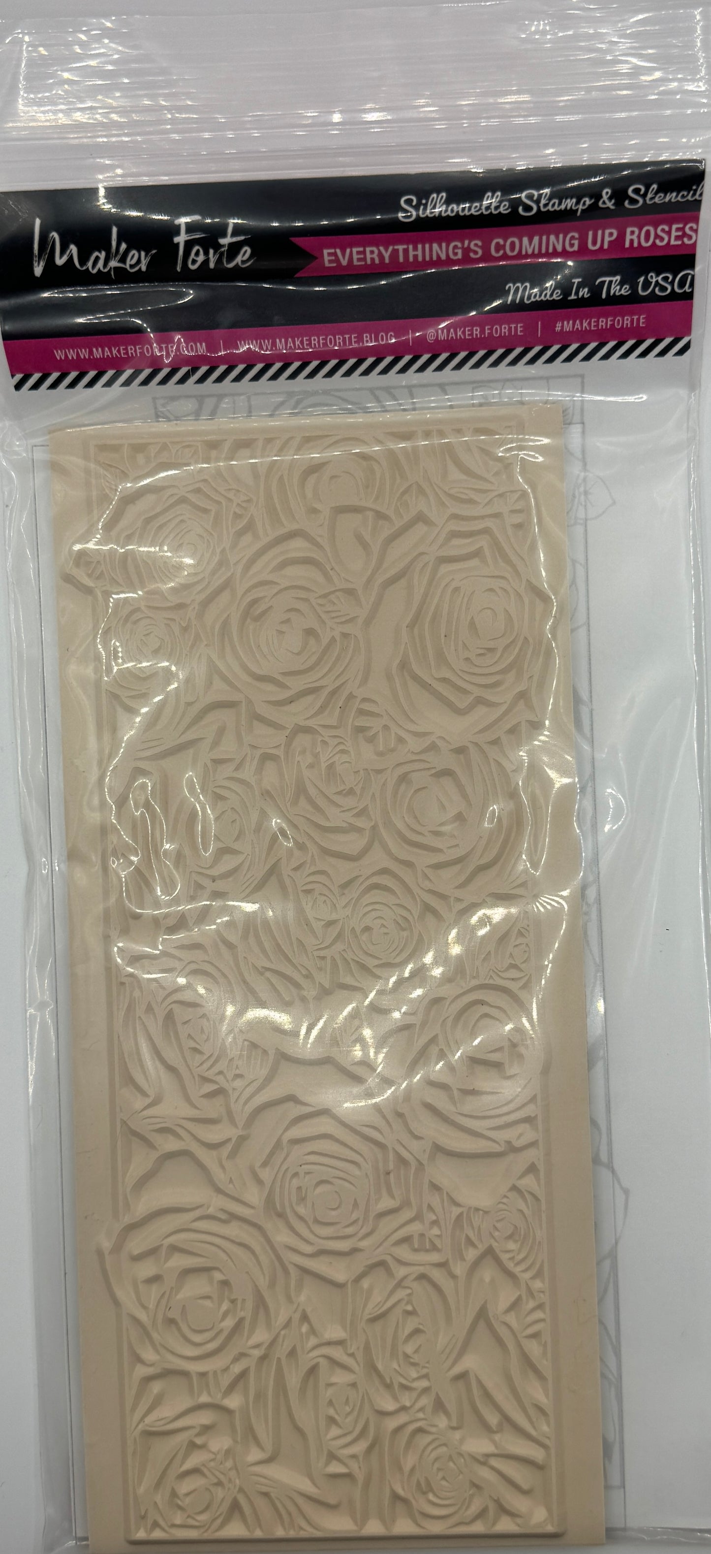 Everything’s Coming Up Roses 4x8 White Rubber Stamp – Floral Background Stamp – Made in USA