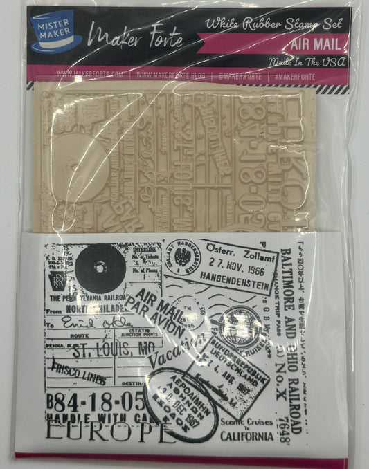 Air Mail – 4x6 White Rubber Stamp | Vintage Postal & Travel Ephemera Background Stamp | Made in the USA