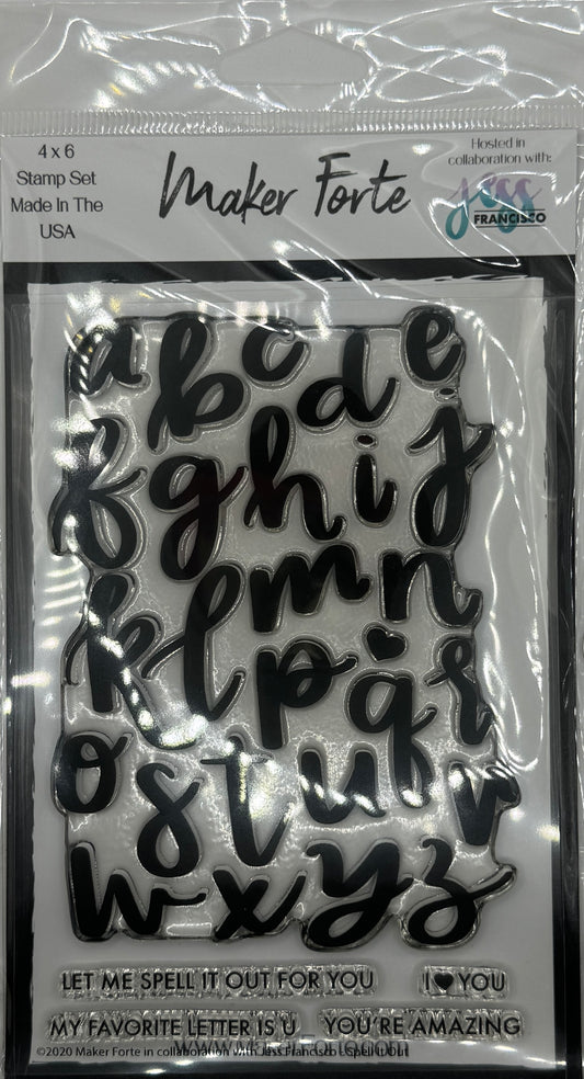Spell It Out Alphabet Stamp Set 4x6 – Bold Script ABC Photopolymer Stamps | Made in USA