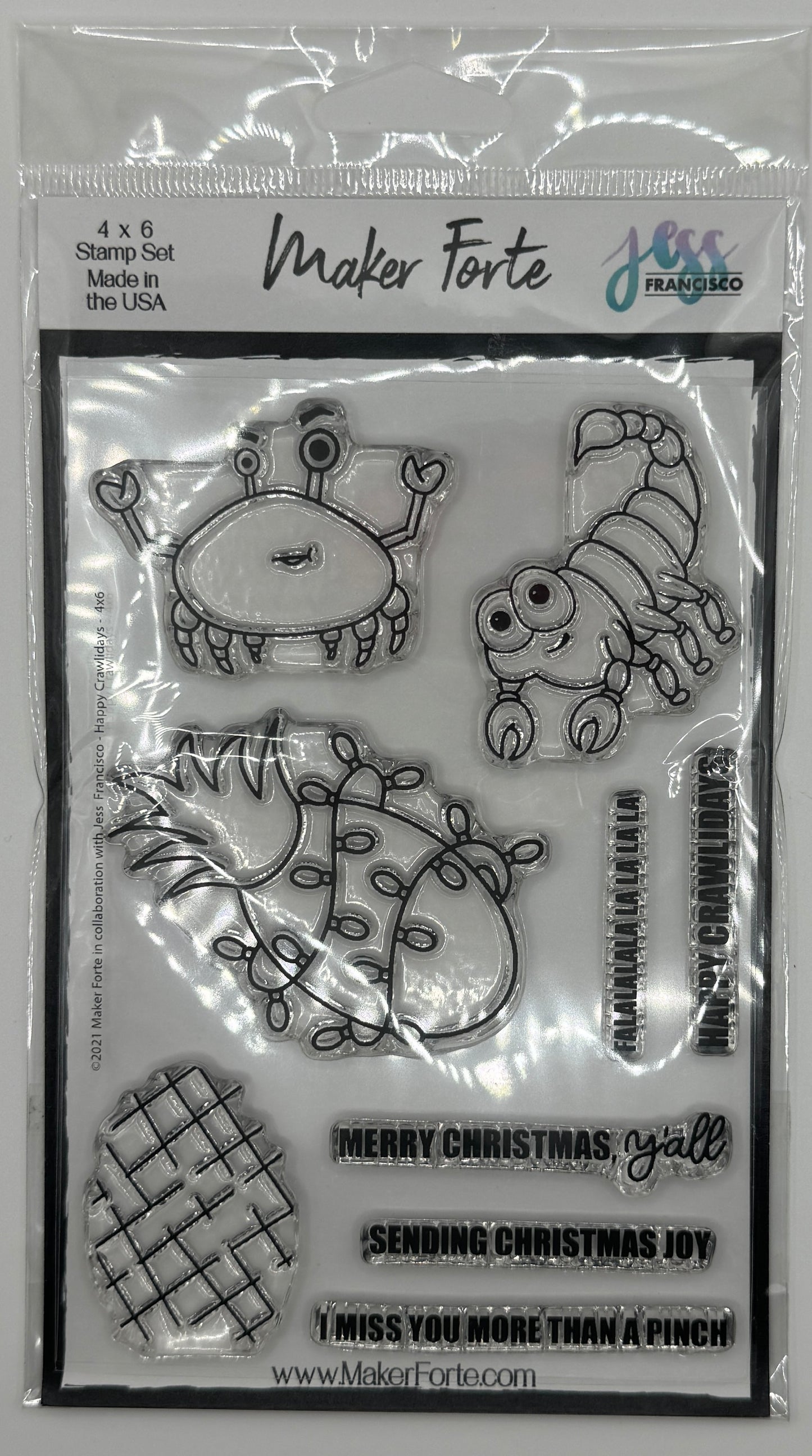 Happy Crawl-a-days 4x6 Stamp Set | Cute Crab, Scorpion & Festive Critters | Made in USA