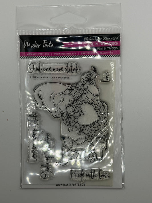Love in Every Stitch Stamp Set 3x4 – Sewing & Handmade Sentiment Photopolymer Stamp | Made in USA
