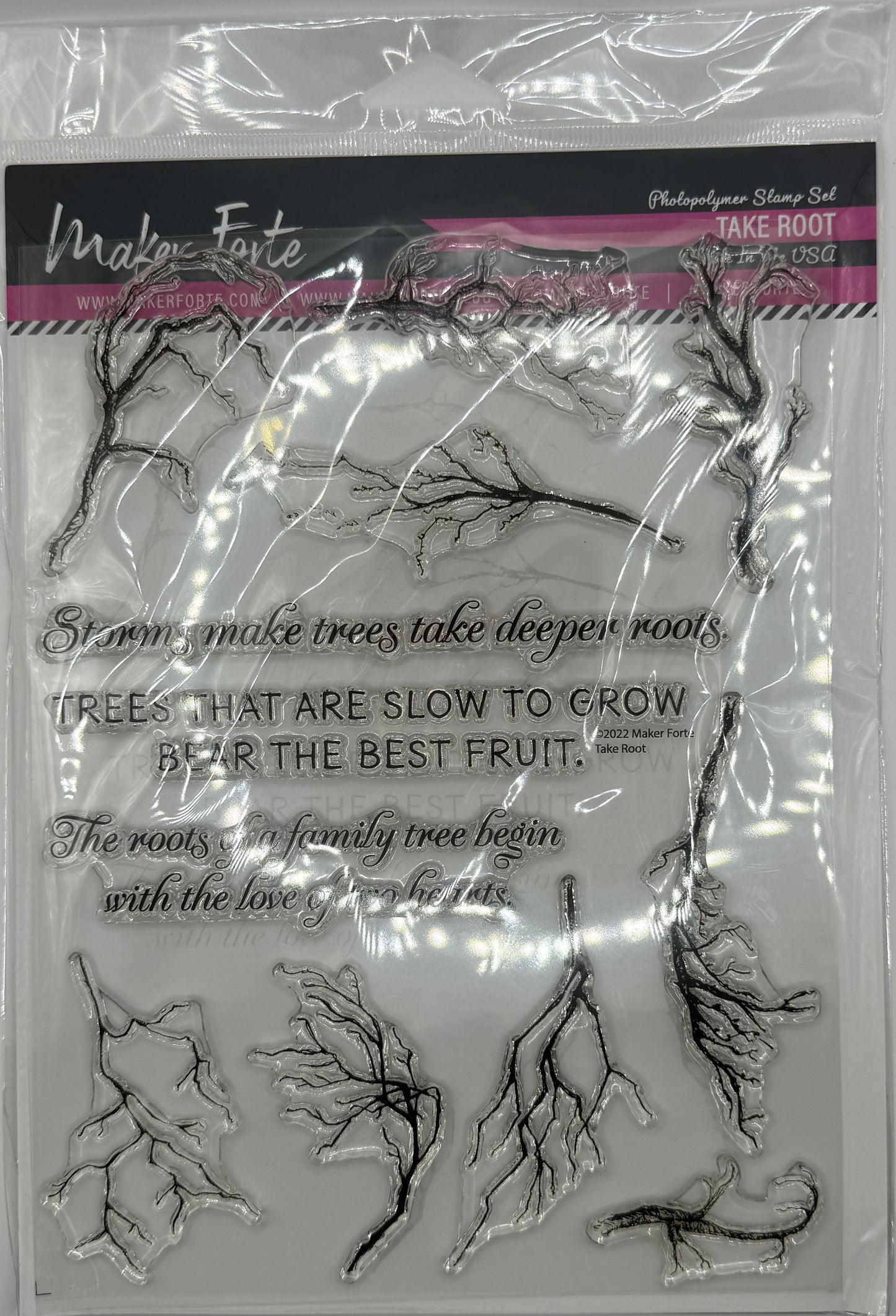Take Root 6x8 Stamp Set | Tree Roots & Inspirational Quotes | Nature Card Making | Made in USA