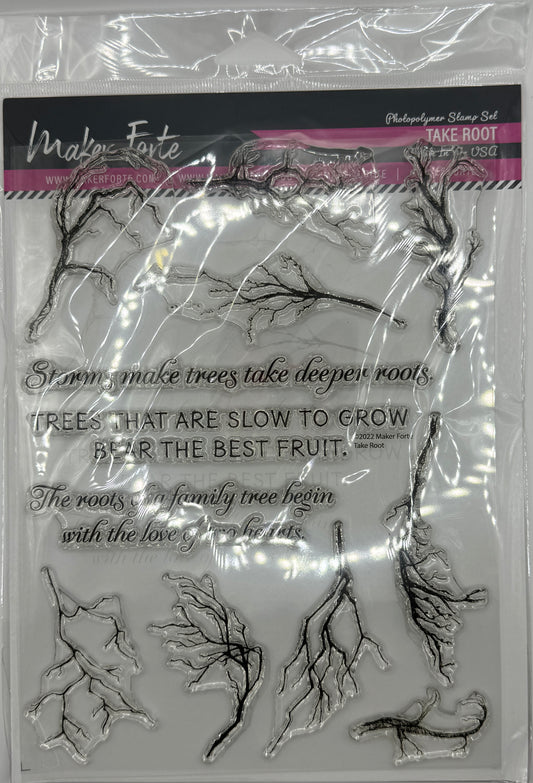 Take Root 6x8 Stamp Set | Tree Roots & Inspirational Quotes | Nature Card Making | Made in USA