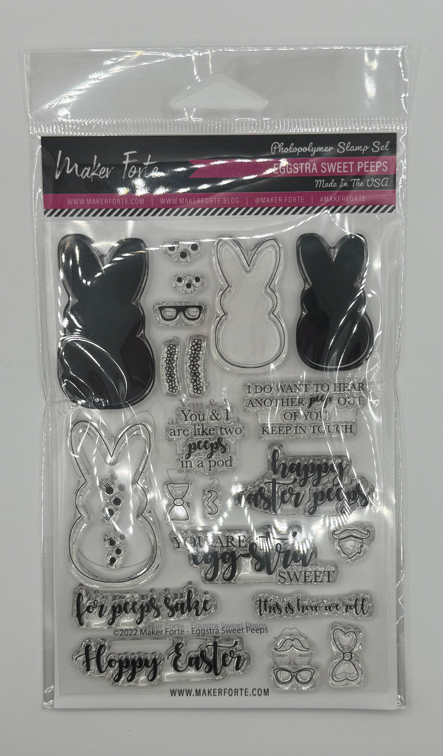 Egg-stra Sweet Peeps Stamp Set 4x6 Photopolymer | Easter Bunny & Pun Sentiments | Made in USA