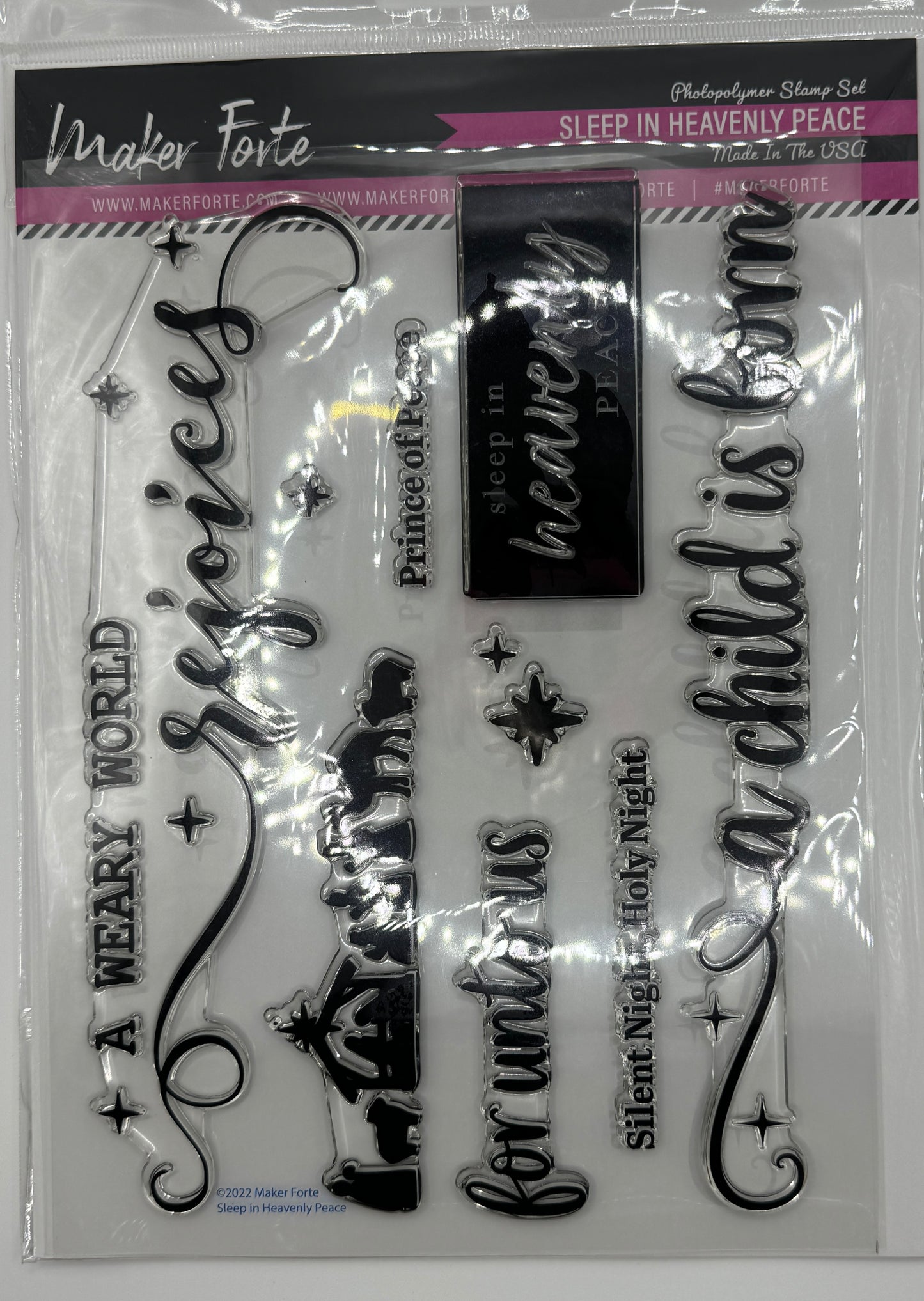 Sleep in Heavenly Peace Photopolymer Stamp Set 6x8 | Nativity & Silent Night Christmas Stamp Set