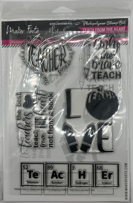 Teach From the Heart 6x8 Stamp Set | Teacher Appreciation & Classroom Sentiments | Made in USA