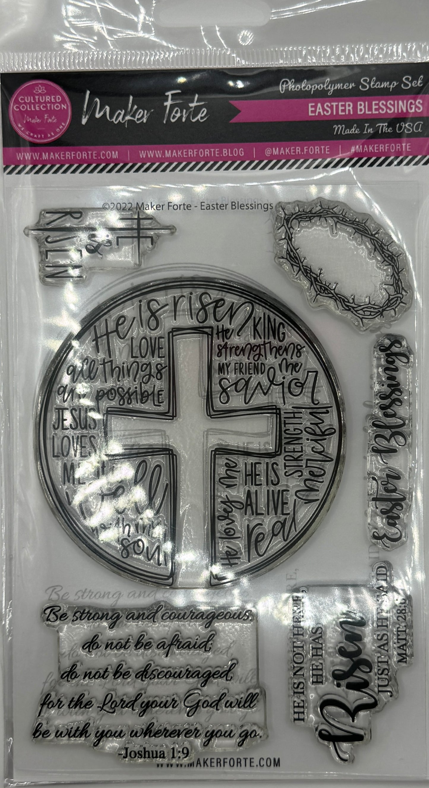 Easter Blessings 4x6 Clear Photopolymer Stamp Set – Christian Easter Cross, He Is Risen & Faith Sentiments