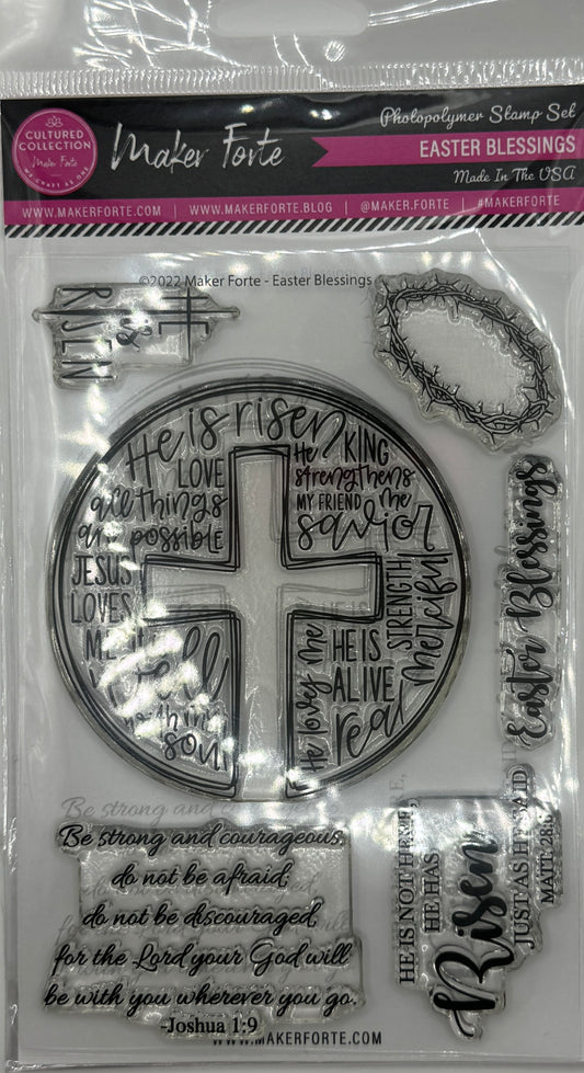Easter Blessings 4x6 Clear Photopolymer Stamp Set – Christian Easter Cross, He Is Risen & Faith Sentiments