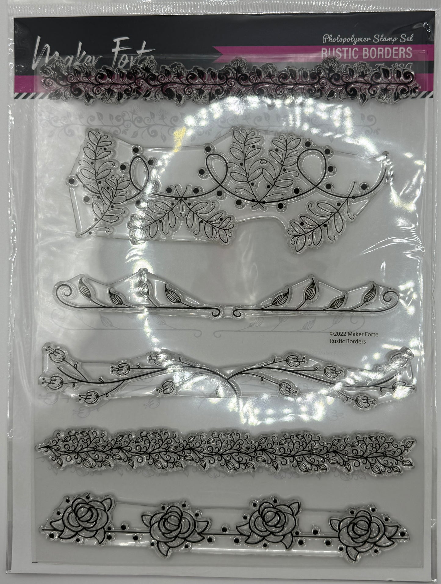 Rustic Borders Photopolymer Stamp Set 6x8 | Botanical Border & Decorative Card Making Stamps