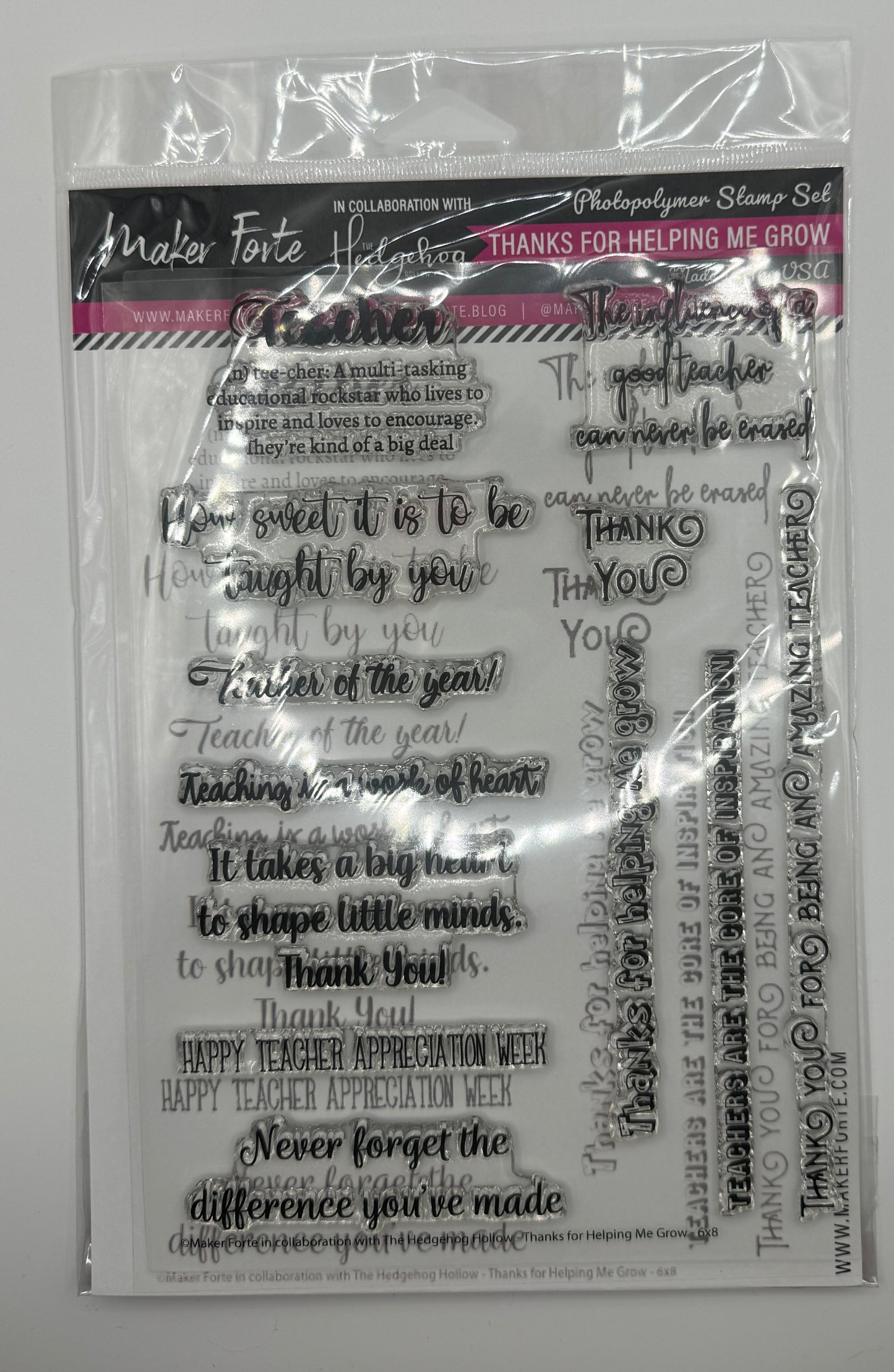 Thanks For Helping Me Grow 6x8 Stamp Set | Teacher Appreciation & Thank You Stamps | Made in USA