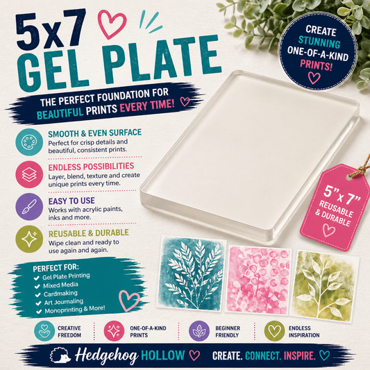 5x7 Gel Plate – Reusable Gel Printing Plate for Monoprinting, Mixed Media & Cardmaking | Smooth Pulls & Crisp Prints | Hedgehog Hollow