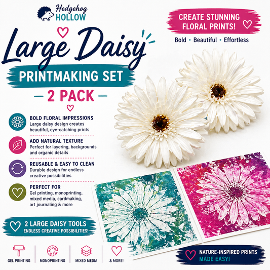 Large Daisy Printmaking Set (2 Pack) – Floral Texture Tools for Gel Press, Monoprinting & Mixed Media | Hedgehog Hollow