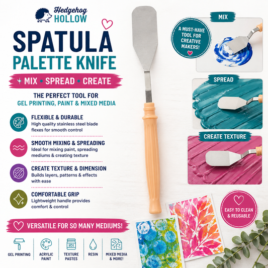 Palette Knife Spatula Tool – Flexible Mixing & Texture Tool for Gel Press, Paint, Resin & Mixed Media | Hedgehog Hollow